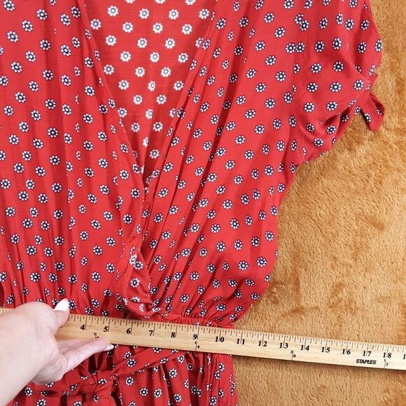 FAITHFULL THE BRAND Romper Womens Size 2 Red Floral Playsuit Belted Flowy CUSCO - Picture 9 of 10